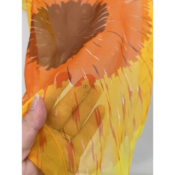 Vintage Burmel Scarf Sunflower Sheer Square Hand Rolled 22" - Picture 5 of 5